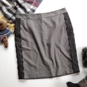 LOFT gray lace pencil skirt career dressy office